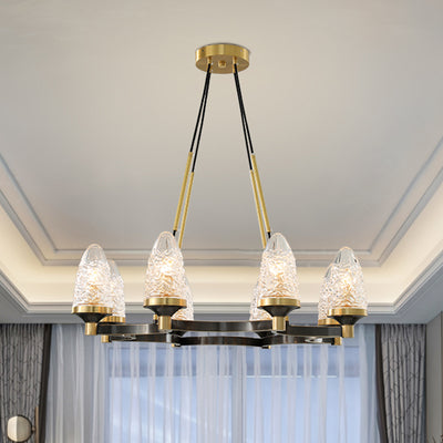 Crystal Cup Round Black Chandelier