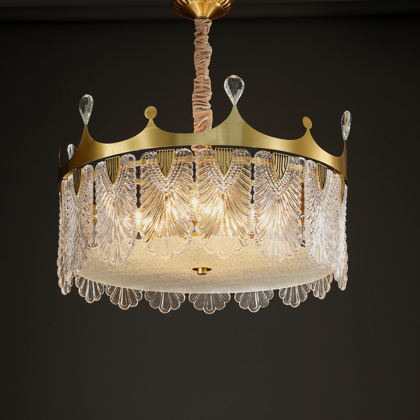Creative crown Handmade Glass Round Chandelier