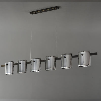 Modern Linear Smoke grey Rectangle chandelier L56"