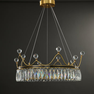 Creative Crown Crystal Round Golden Lamp Body Modern Chandelier
