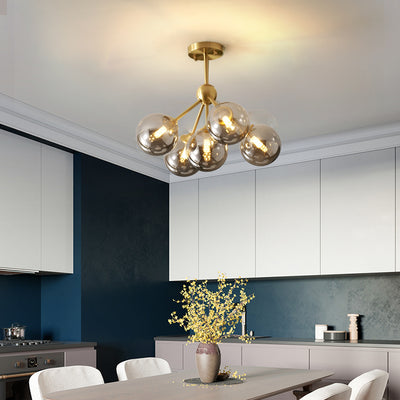 Amber Ball Gold Chandelier