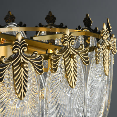 Golden leaves flake crystal brass chandelier