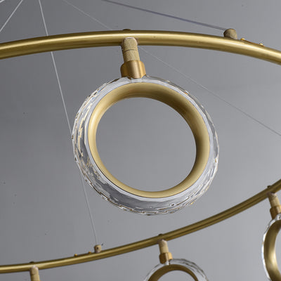 Creative brass ring chandelier