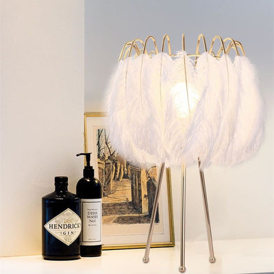 Ostrich feather table floor lamp