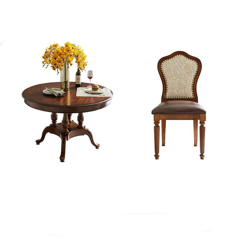 Solid wood round dining combination