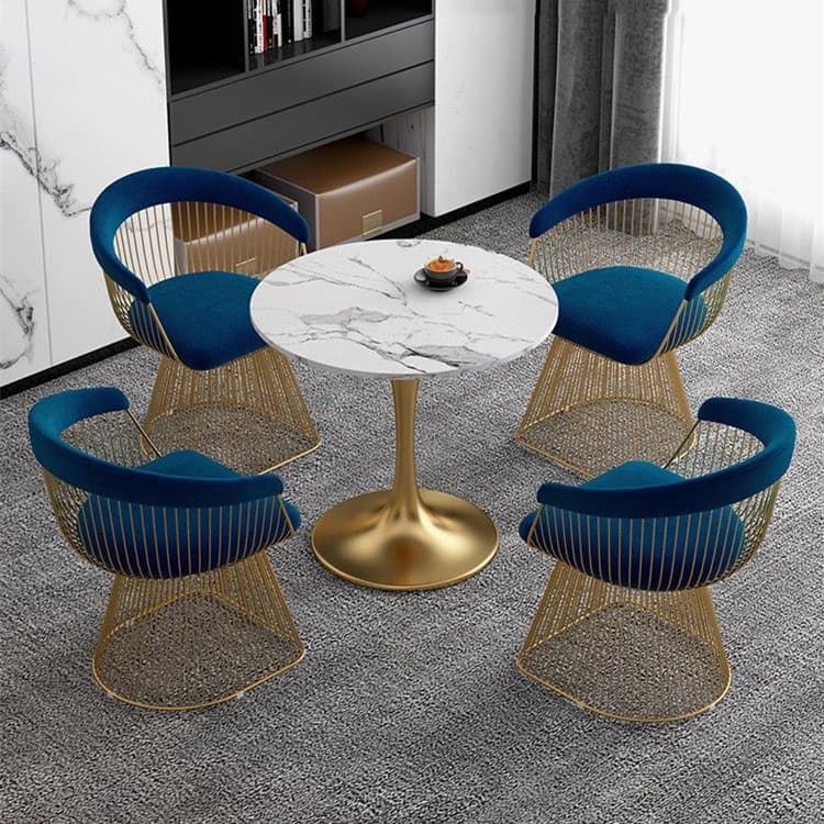 Round marble multicolor dining table