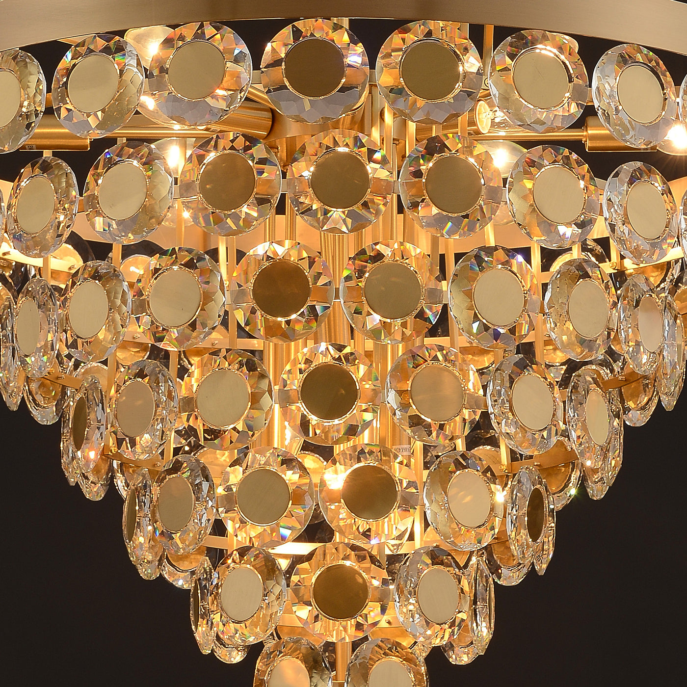 Conical Gold Coin Crystal Chandelier
