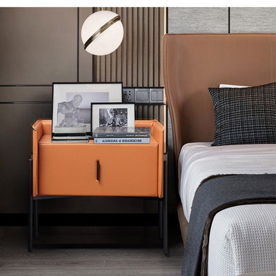 Leather orange bedroom locker