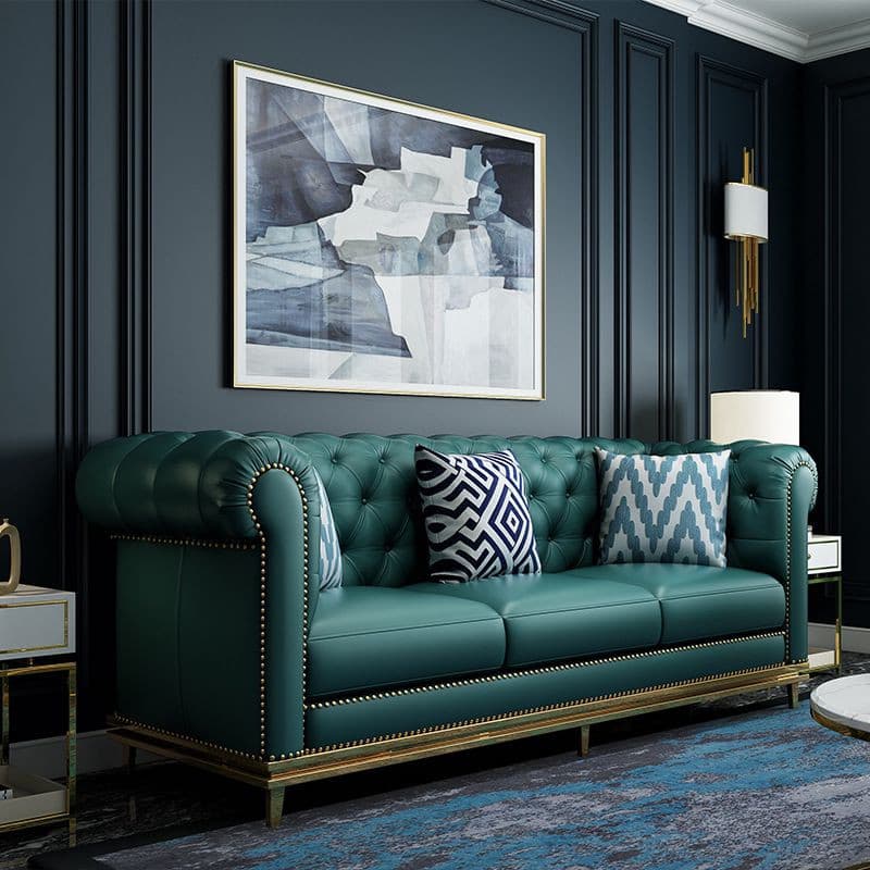 Modern Light luxury Green leather sofa