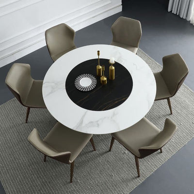 Round black turntable dining table