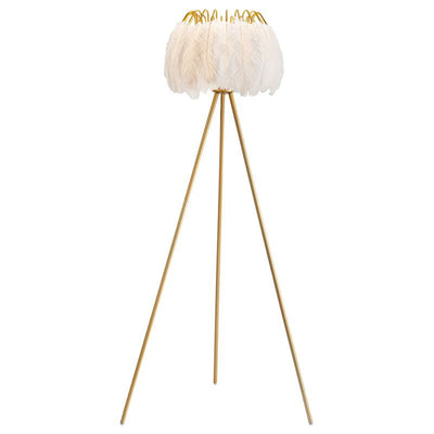 Ostrich feather table floor lamp