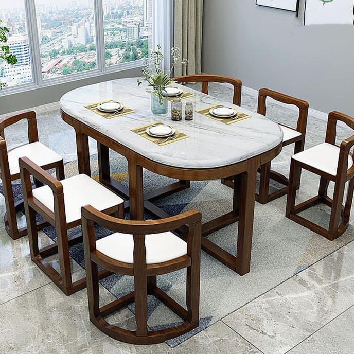 Marble dining table solid wood