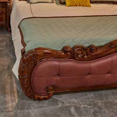 Luxury ebony wood leather bed