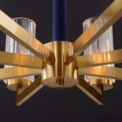 Double layer Blue Leather glass chandelier
