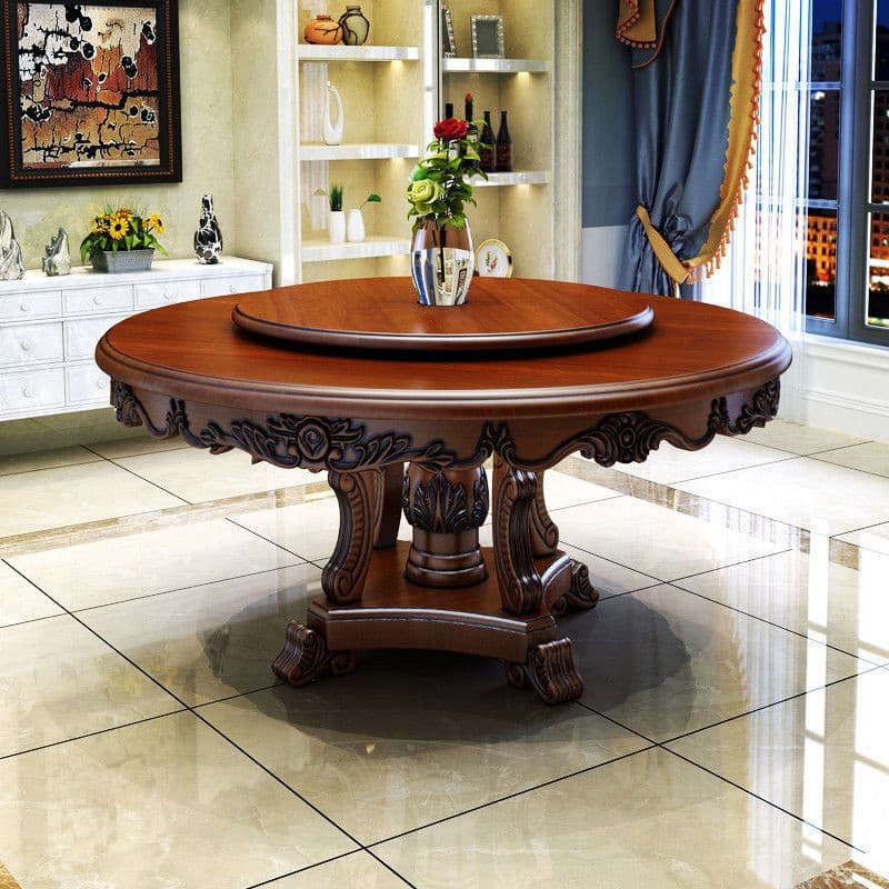 Solid wood round dining combination