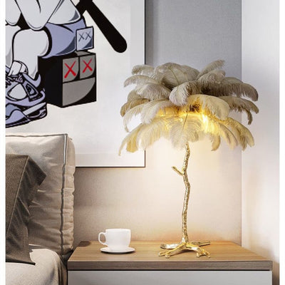 Ostrich Feather Table Lamp