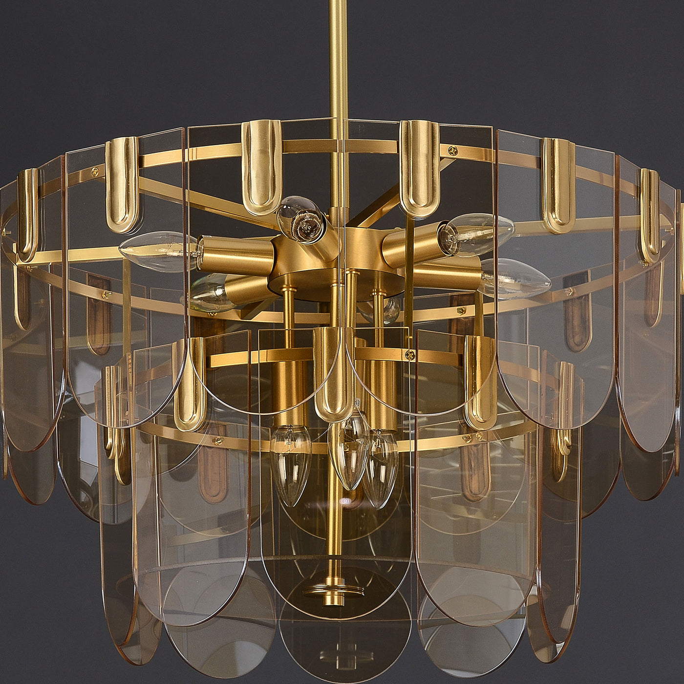Amber Brass Glass Chandelier
