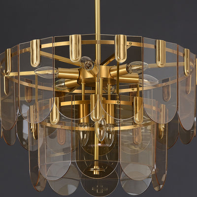 Amber Brass Glass Chandelier