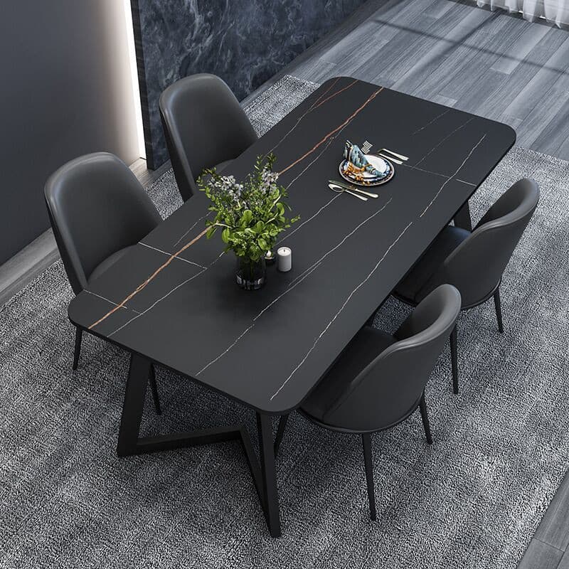 Rectangle Black Stone Dining Table