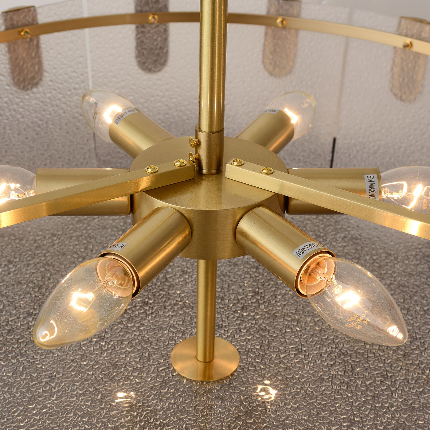 Diamond White Brass Glass Chandelier