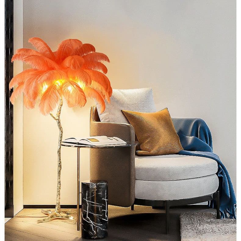Ostrich Feather Table Lamp