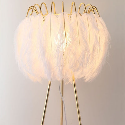 Ostrich feather table floor lamp