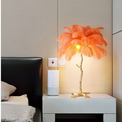 Ostrich Feather Table Lamp
