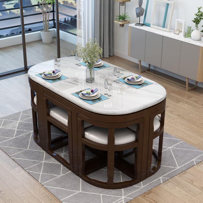 Marble dining table solid wood
