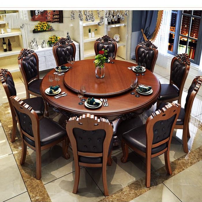 Solid wood round dining combination