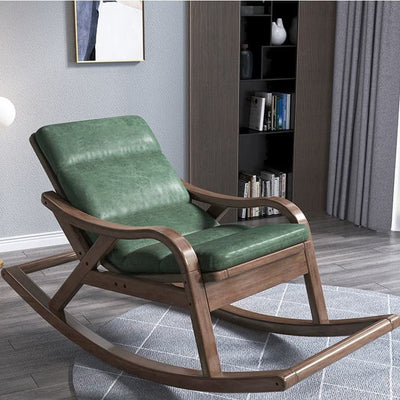 Solid wood rocking leather chair