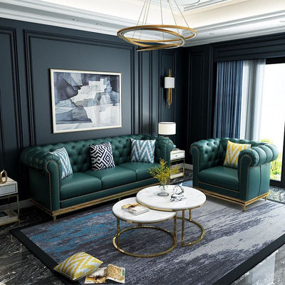 Modern Light luxury Green leather sofa