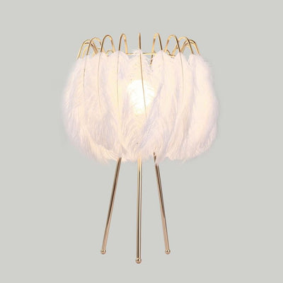 Ostrich feather table floor lamp