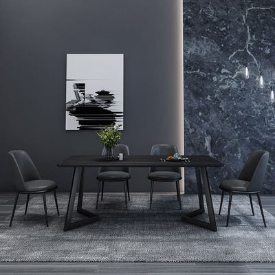 Rectangle Black Stone Dining Table