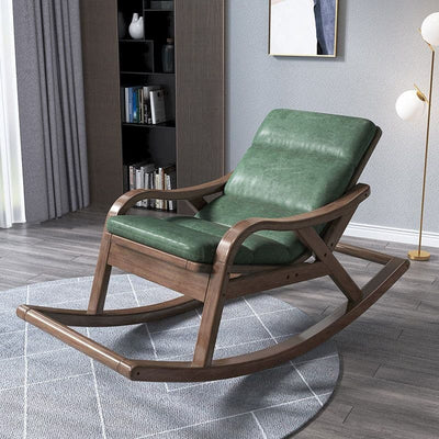 Solid wood rocking leather chair