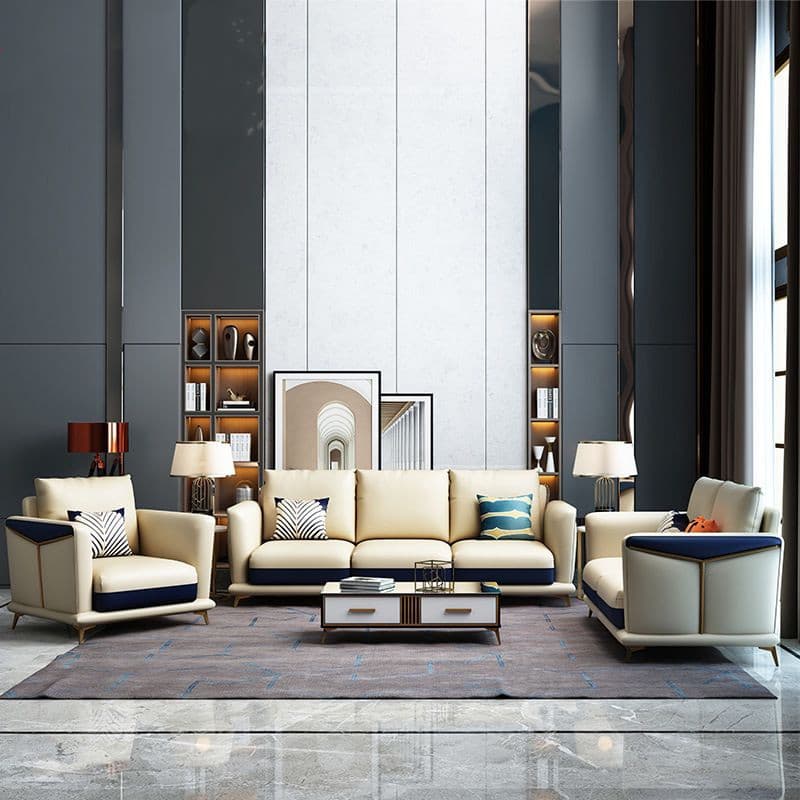 Modern luxury leather sofa combination