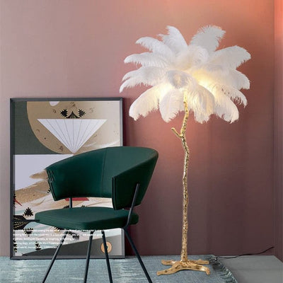 Ostrich Feather Table Lamp