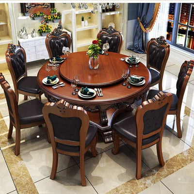 Solid wood round dining combination