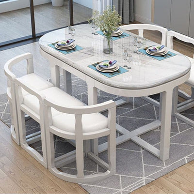 Marble dining table solid wood