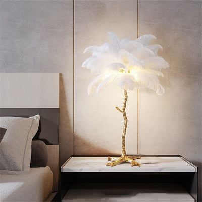 Ostrich Feather Table Lamp