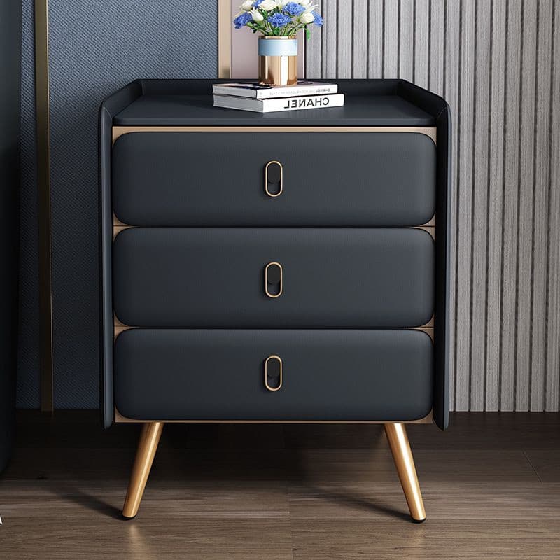 Leather solid wood bedside table