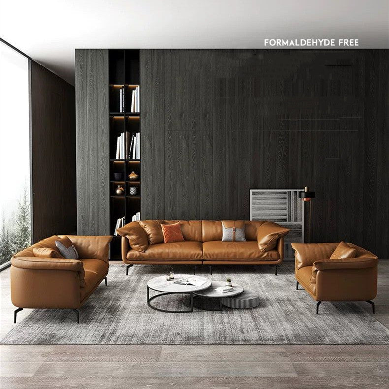 Modern top layer cowhide sofa combination