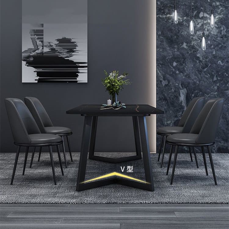 Rectangle Black Stone Dining Table