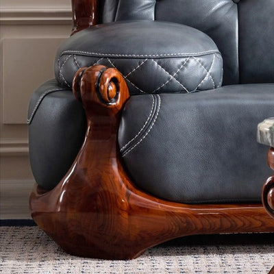 Ebony wood leather luxury sofa combination