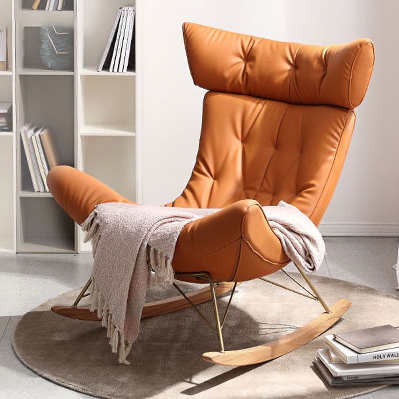 Cowhide leather single sofa rocking chair
