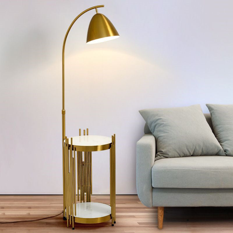 Golden tray floor lamp