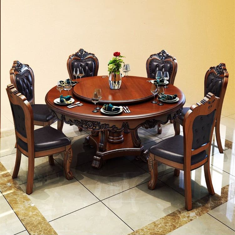 Solid wood round dining combination