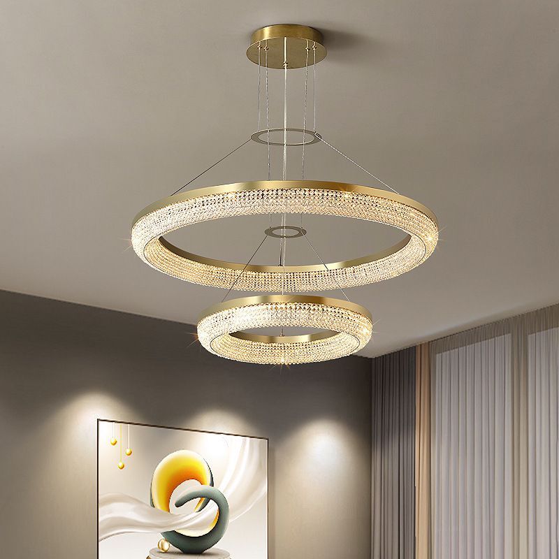 D32'' Double Crystal Ring Chandelier