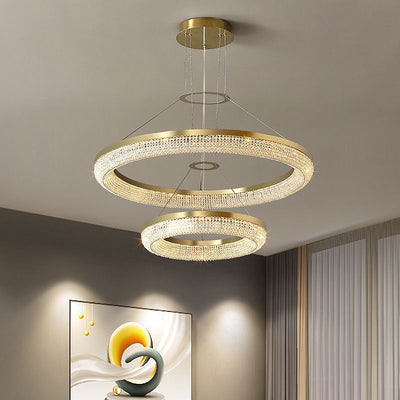 D32'' Double Crystal Ring Chandelier