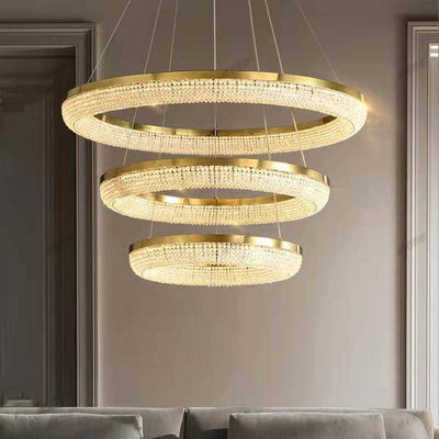 D32'' Three-Tier Crystal Ring Chandelier