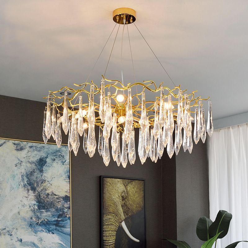 Modern Crystal Tassel Pendant Ring Ice Crystal Chandelier